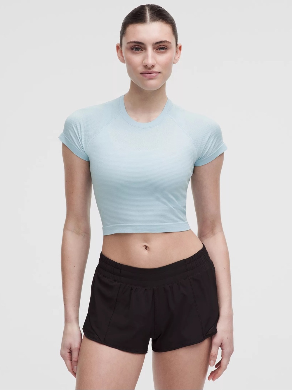 Lululemon Swiftly Cropped Tee - light aqua